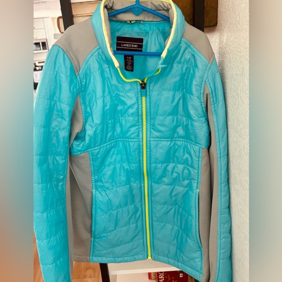 LANDS’ END Aqua and Yellow Girls Jacket- Size Large ⭐️SALE 2/$40 - Picture 2 of 4